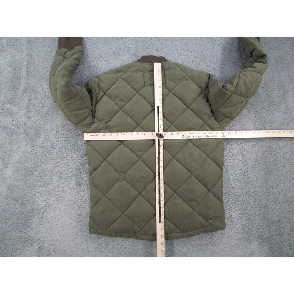 Abercrombie Fitch Mens Quilted Bomber Jacket Olive Green XS Full Zip Snap Front - Picture 6 of 11